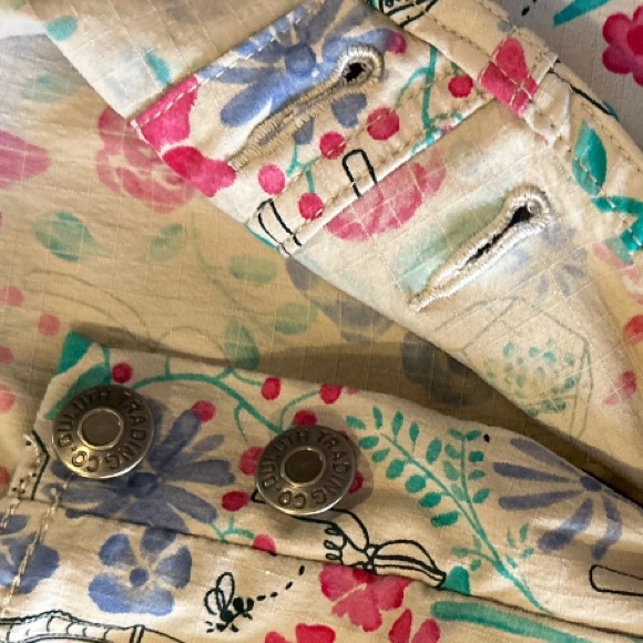 Duluth Trading Co Womens Gray and Pink Floral Patterned Overalls Size Large X 31 - Picture 13 of 16